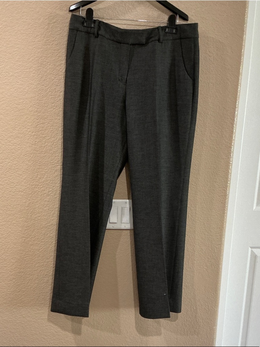 Anne Klein Charcoal Gray Straight-Leg Dress Trousers